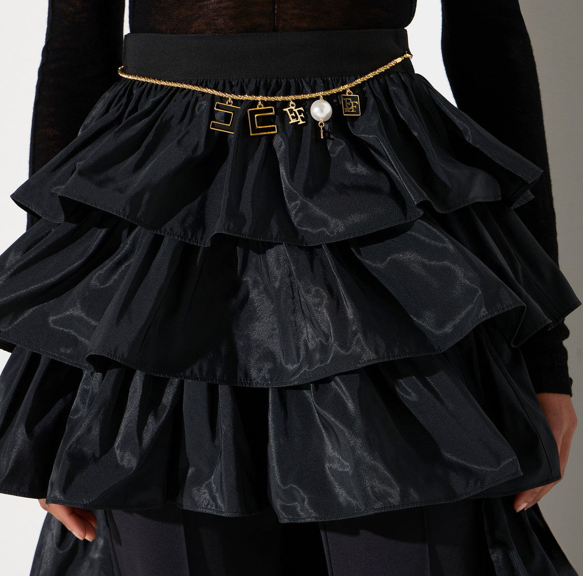 ELISABETTA FRANCHI Gonna Vela Taffettà-Nero