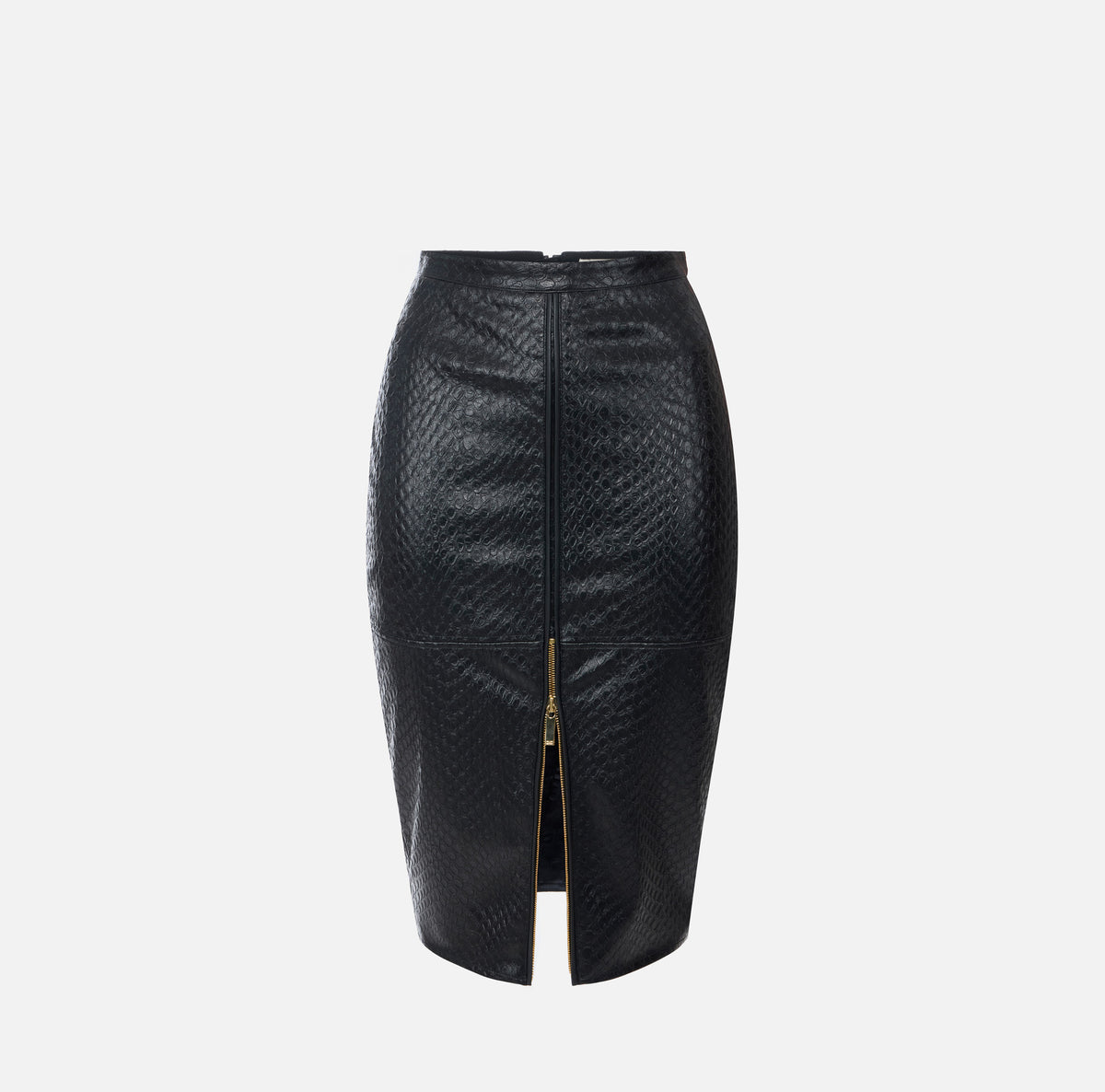 ELISABETTA FRANCHI Gonna Midi Ecopelle Trama Snake-Nero