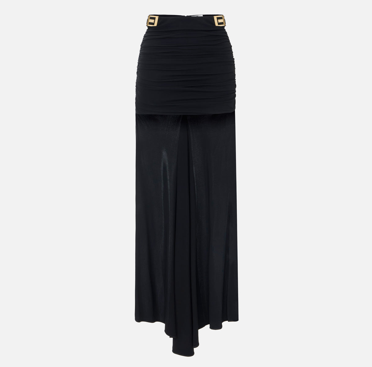 ELISABETTA FRANCHI Gonna jersey crêpe Placche Logo-Nero