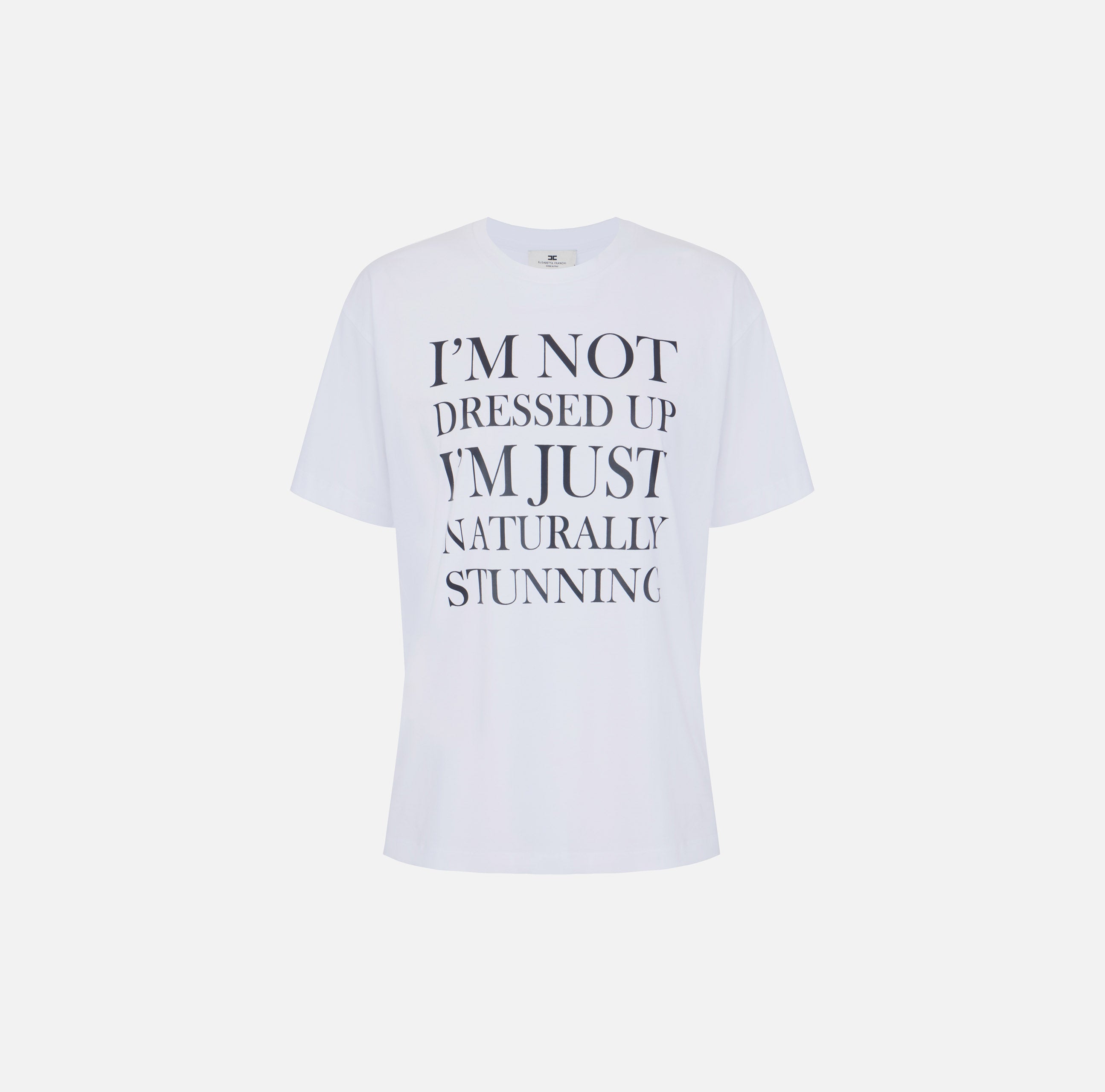 ELISABETTA FRANCHI T-Shirt Jersey Cotone Stsmpa-Gesso