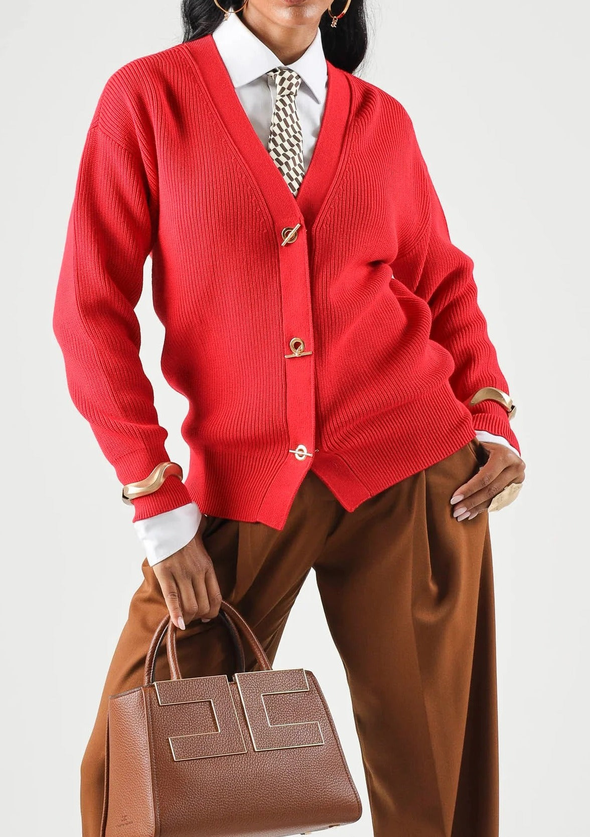 ELISABETTA FRANCHI Cardigan Maglia T-Bar-Red Passion