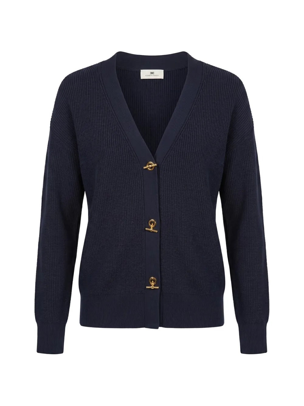 ELISABETTA FRANCHI Cardigan Maglia T-Bar-Blu Notte
