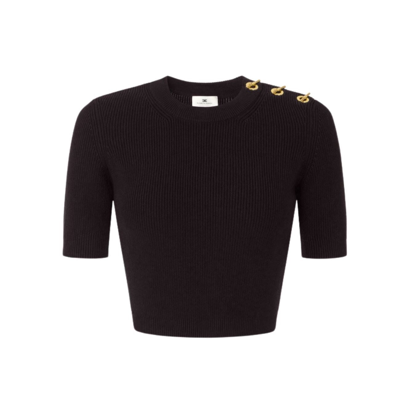 ELISABETTA FRANCHI Maglia Cropped T-Bar-Nero