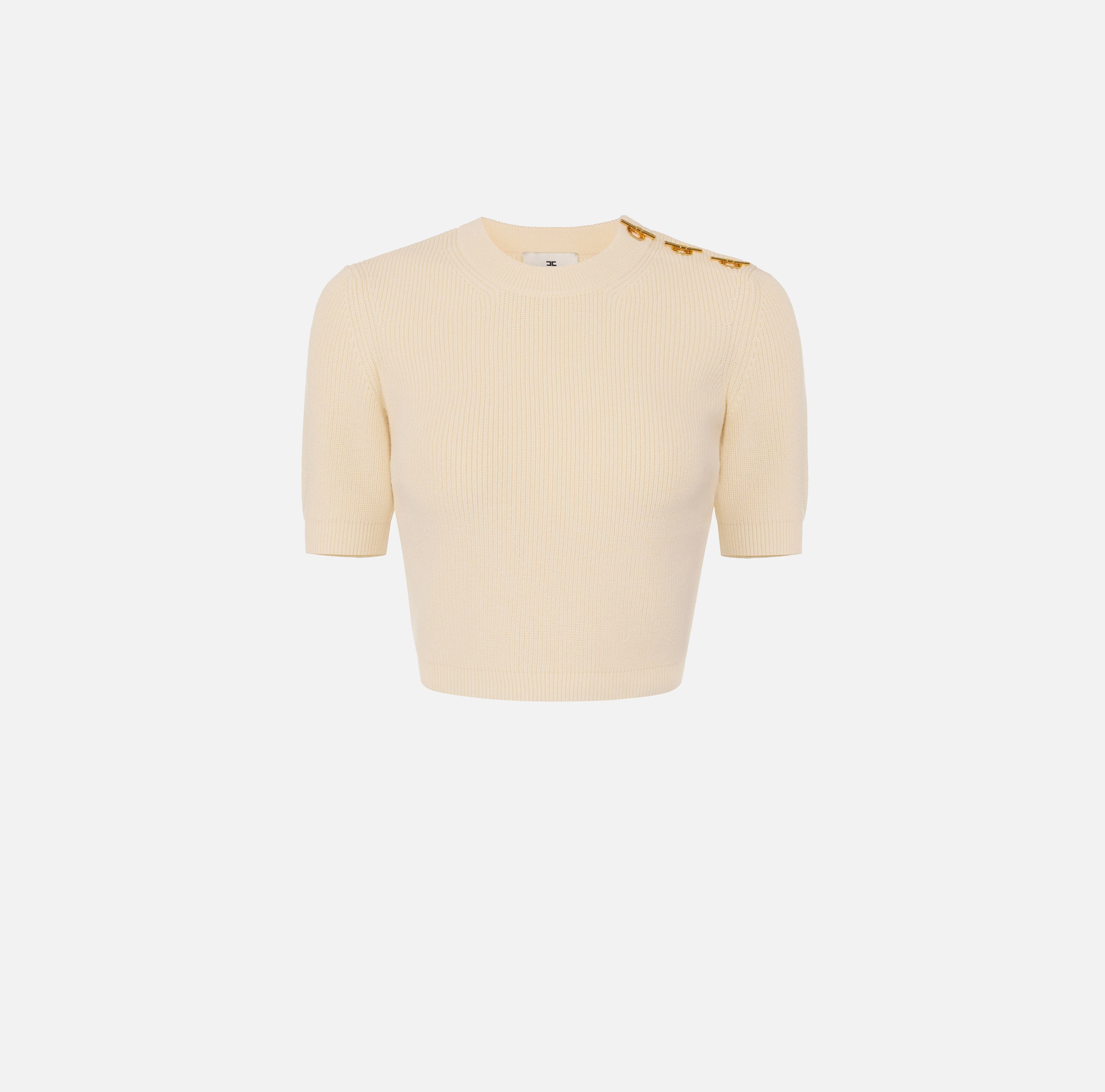 ELISABETTA FRANCHI Maglia Cropped T-Bar-Burro