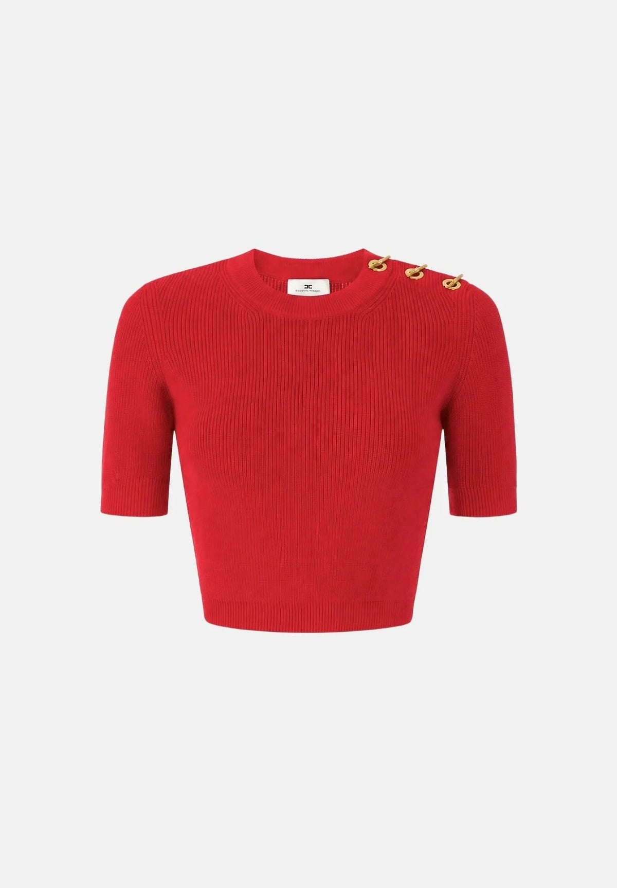 ELISABETTA FRANCHI Maglia Cropped T-Bar-Red Passion