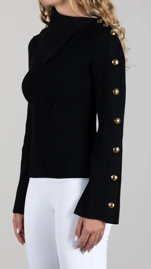 ELISABETTA FRANCHI Pullover Maglia Bottoni-Nero