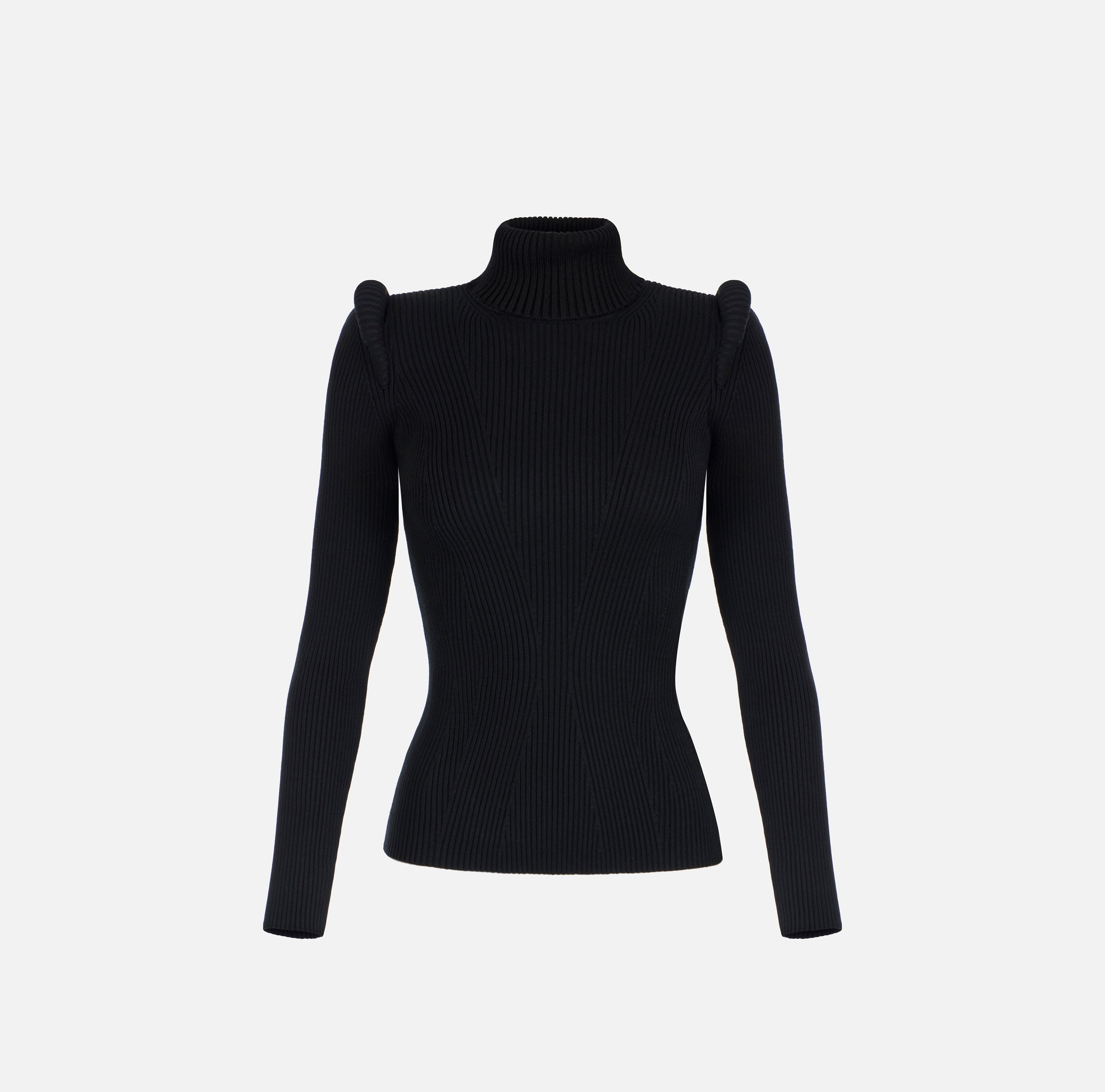 ELISABETTA FRANCHI Maglia Dolcevita Costine 3D-Nero