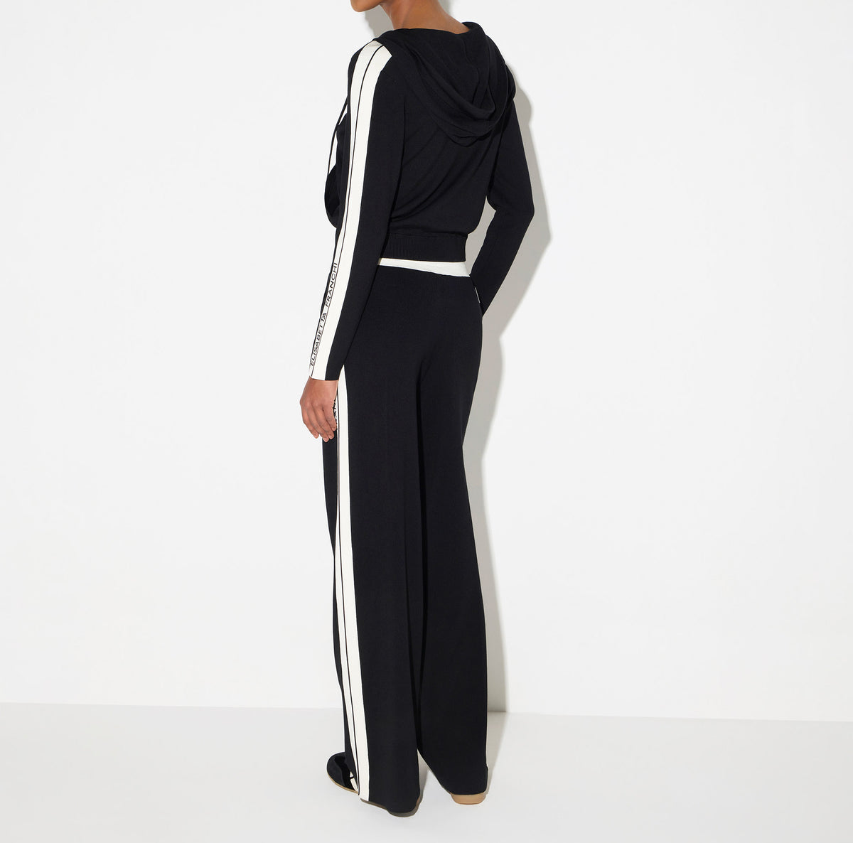 ELISABETTA FRANCHI Felpa Maglia Bicolore Logo-Nero/Burro