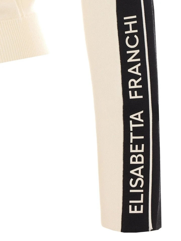 ELISABETTA FRANCHI Felpa Maglia Bicolore Logo-Burro/Nero