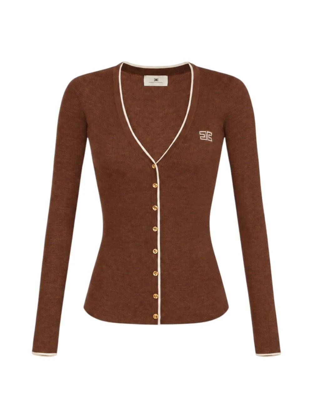 ELISABETTA FRANCHI Cardigan Maglia Costine-Sigaro/Nude