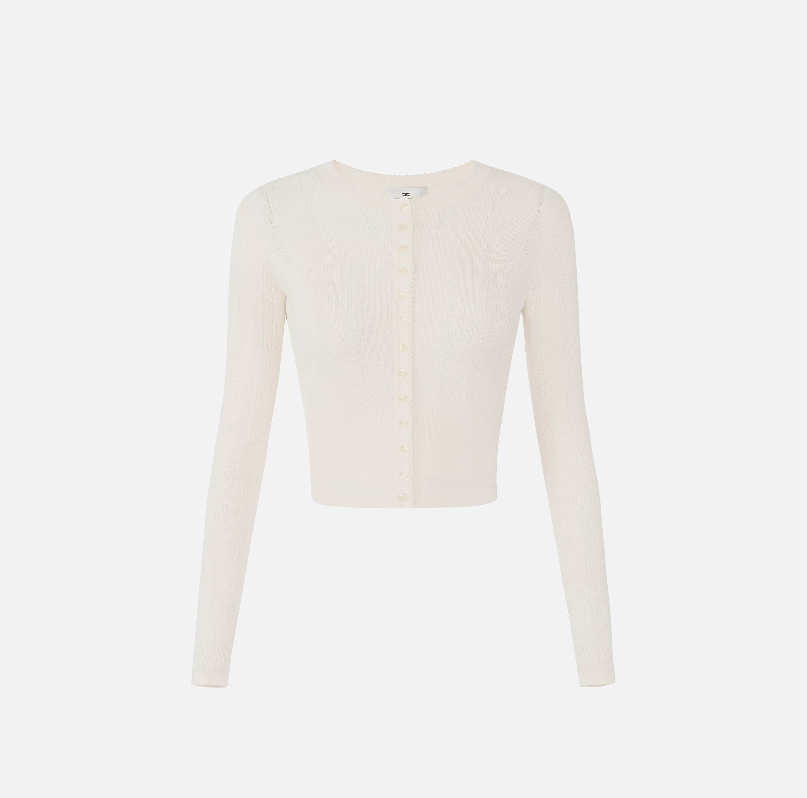 ELISABETTA FRANCHI Cardigan Maglia Costine Ricamo à Jour-Burro