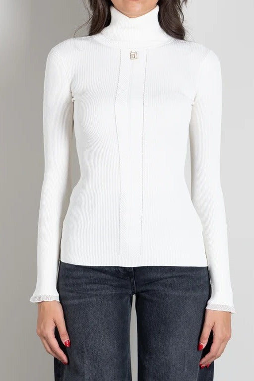 ELISABETTA FRANCHI Maglia Dolcevita Costine-Burro