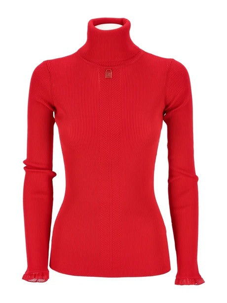 ELISABETTA FRANCHI Maglia Dolcevita Costine-Red Passion