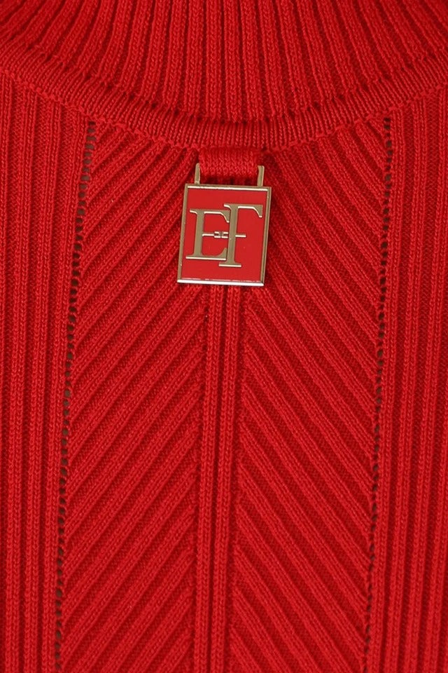 ELISABETTA FRANCHI Maglia Dolcevita Costine-Red Passion