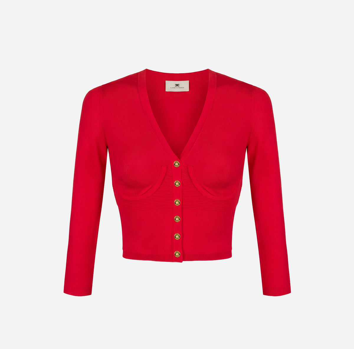 ELISABETTA FRANCHI Cardigan Bustier Maglia-Red Passion