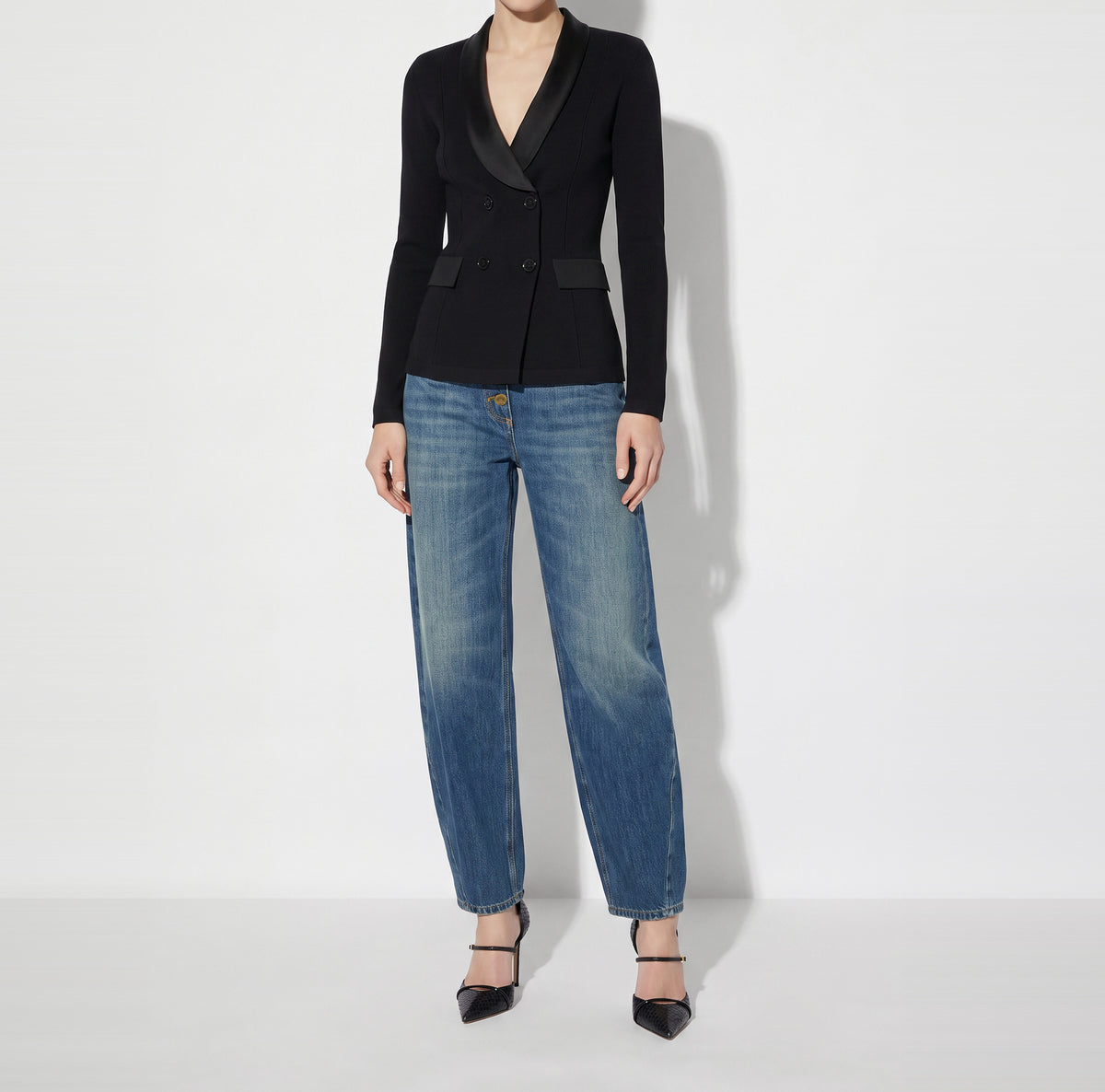ELISABETTA FRANCHI Giacca Maglia e Viscosa-Nero