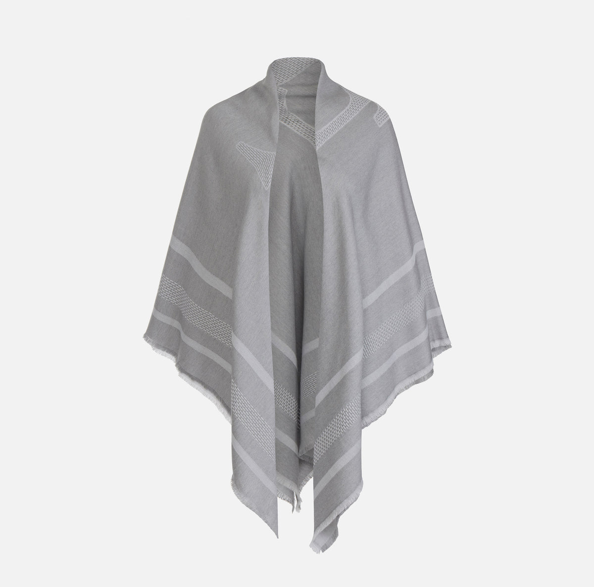 ELISABETTA FRANCHI Mantella Lana Logo-Grigio Melange/Avorio