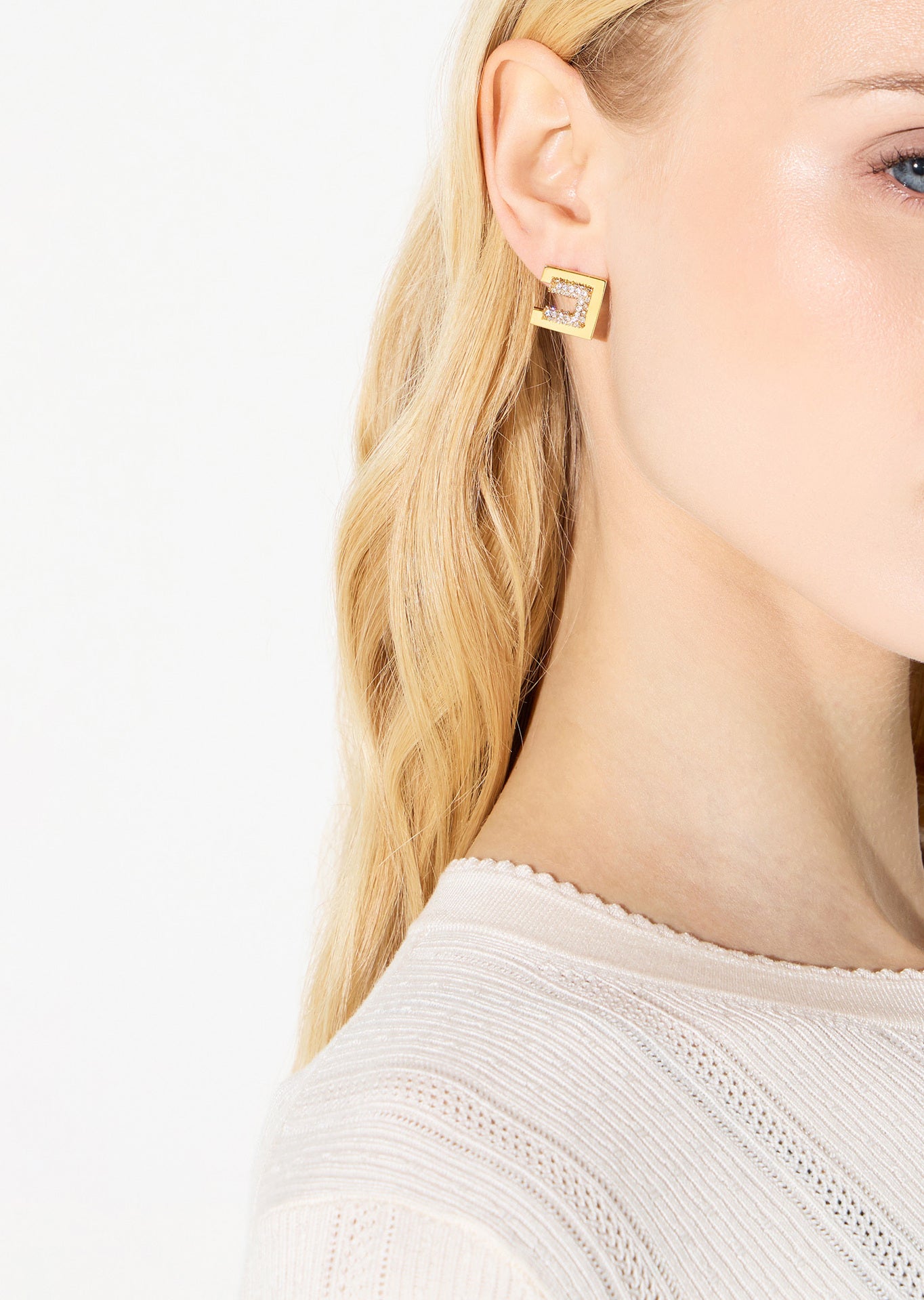 ELISABETTA FRANCHI Orecchini Logo Strass-Oro Giallo