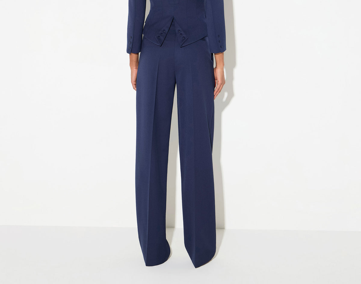 ELISABETTA FRANCHI Pantalone Palazzo Gabardina-Navy