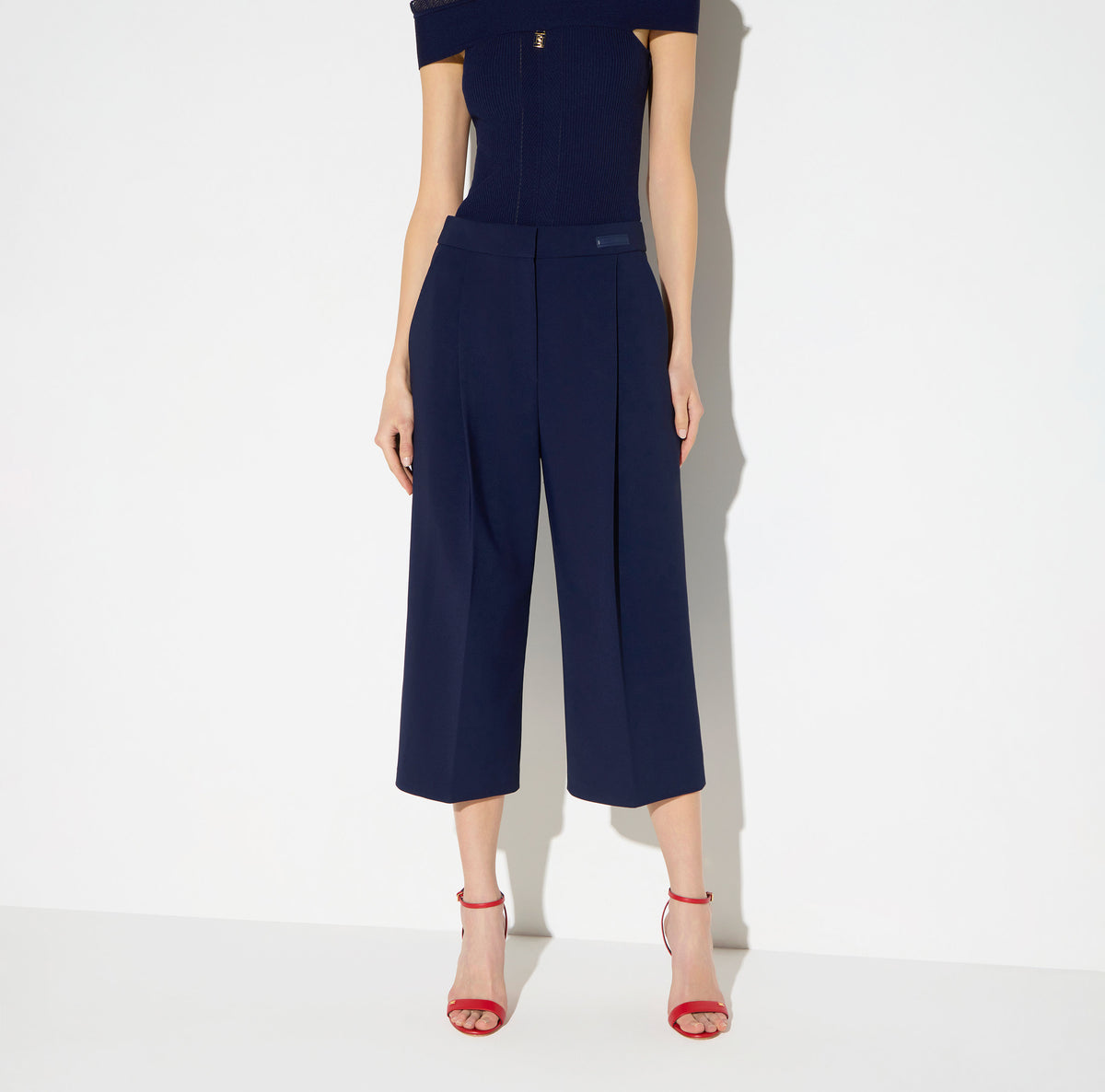 ELISABETTA FRANCHI PANTALONE crêpe-Blu Notte