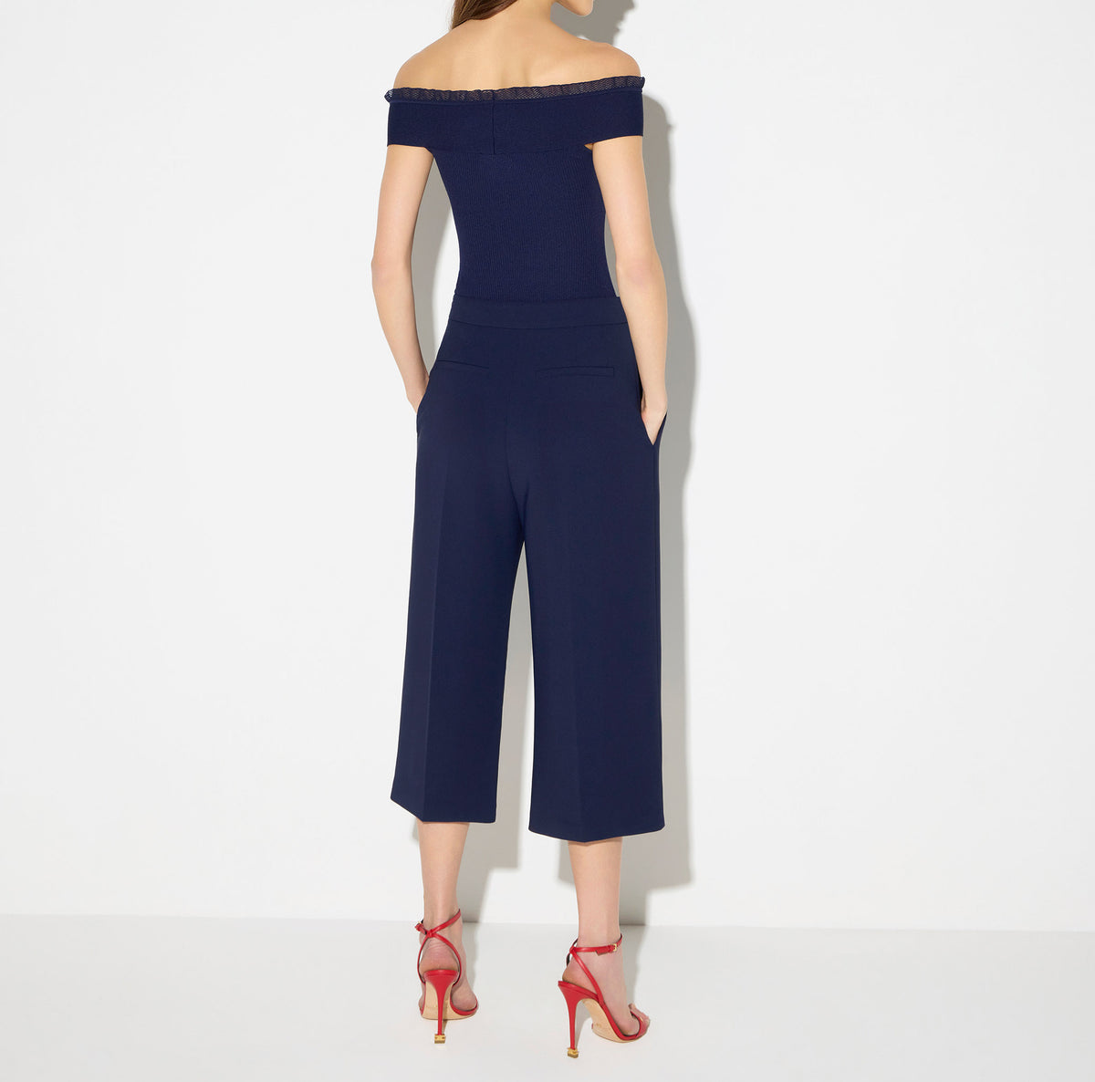 ELISABETTA FRANCHI PANTALONE crêpe-Blu Notte
