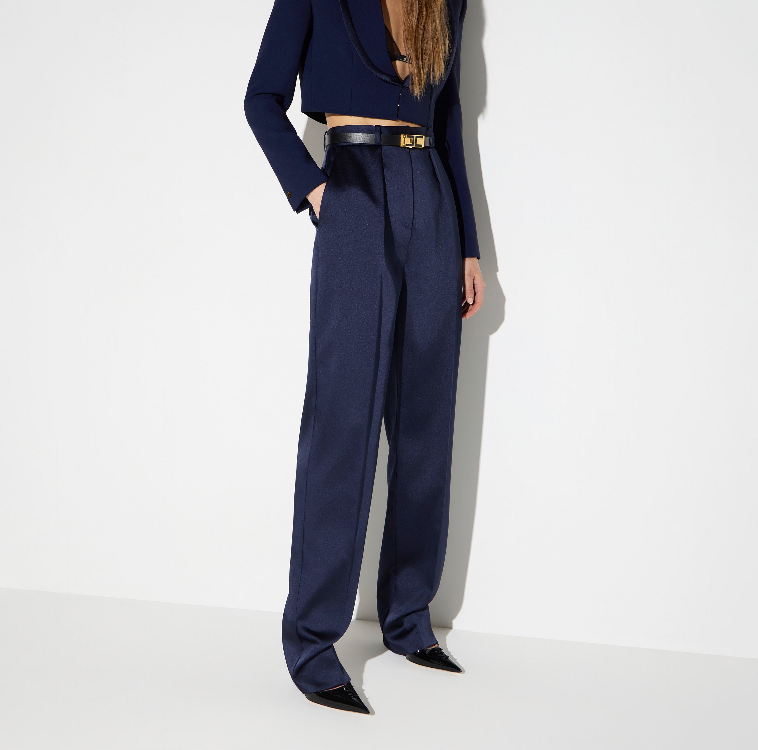 ELISABETTA FRANCHI Pantalone Raso Stretch-Navy