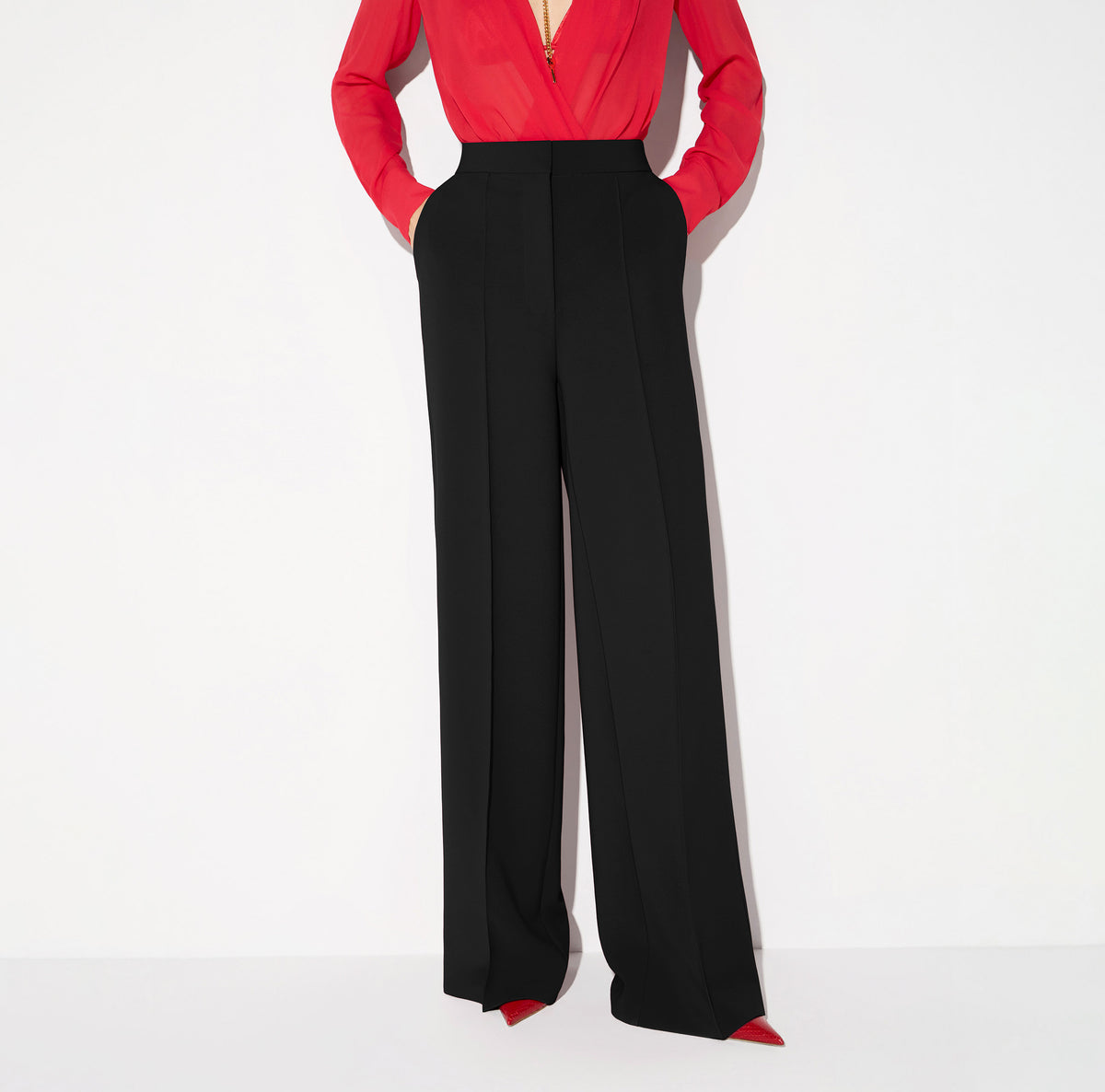 ELISABETTA FRANCHI PANTALONE crêpe-Nero