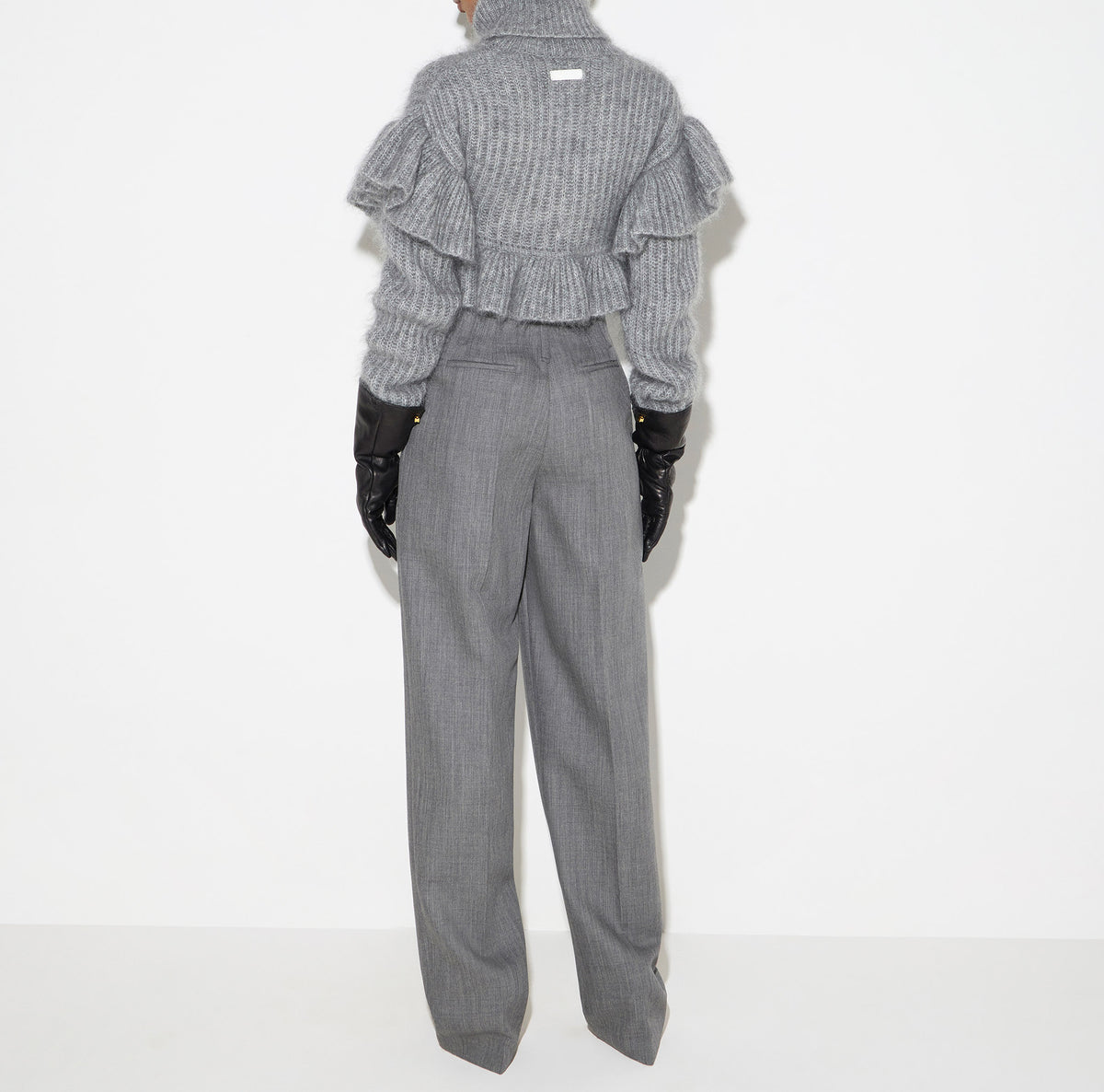 ELISABETTA FRANCHI PANTALONE Lana CINTURA-Grigio Melange