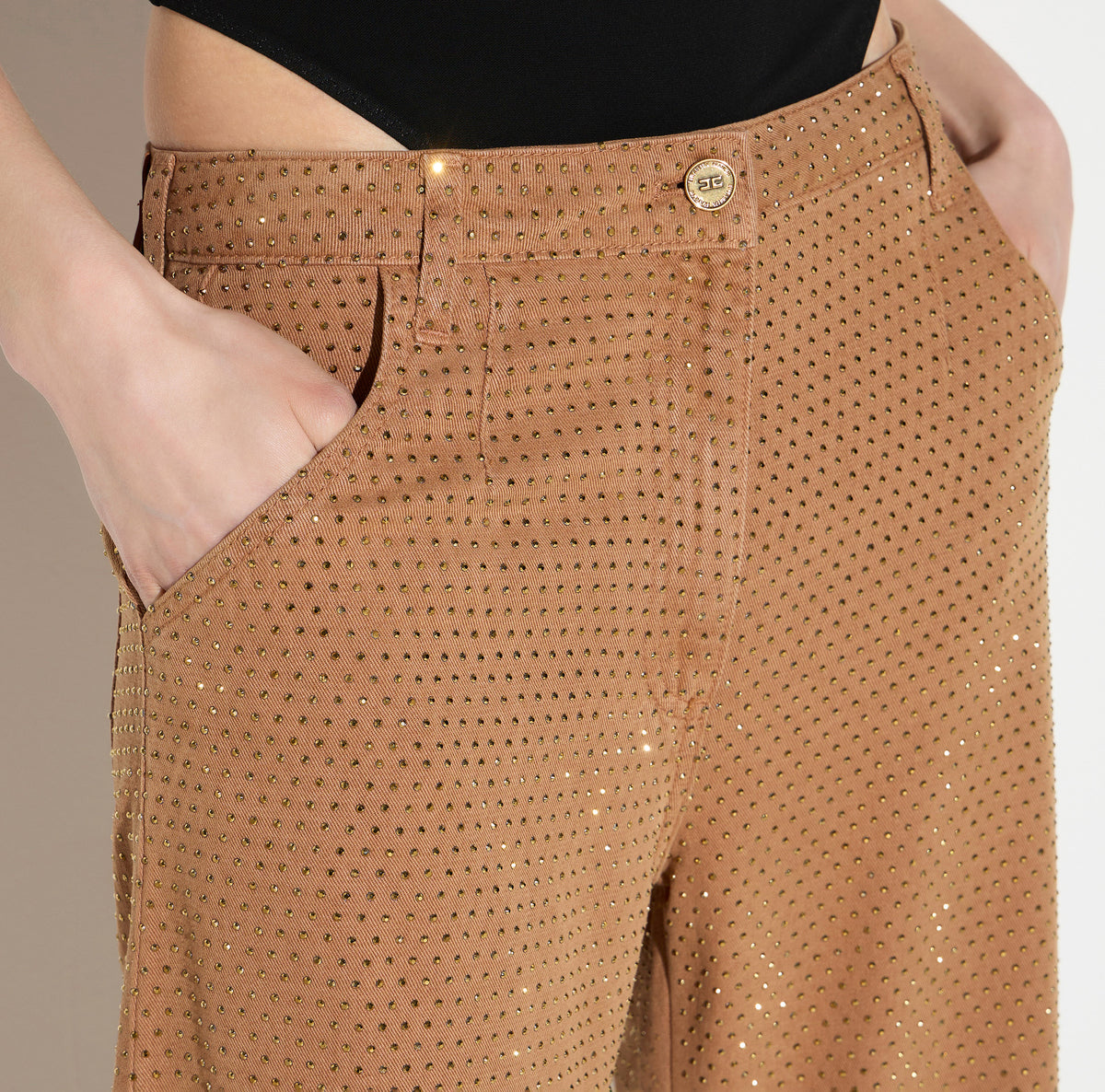 ELISABETTA FRANCHI Jeans Balloon Denim Strass-Daino