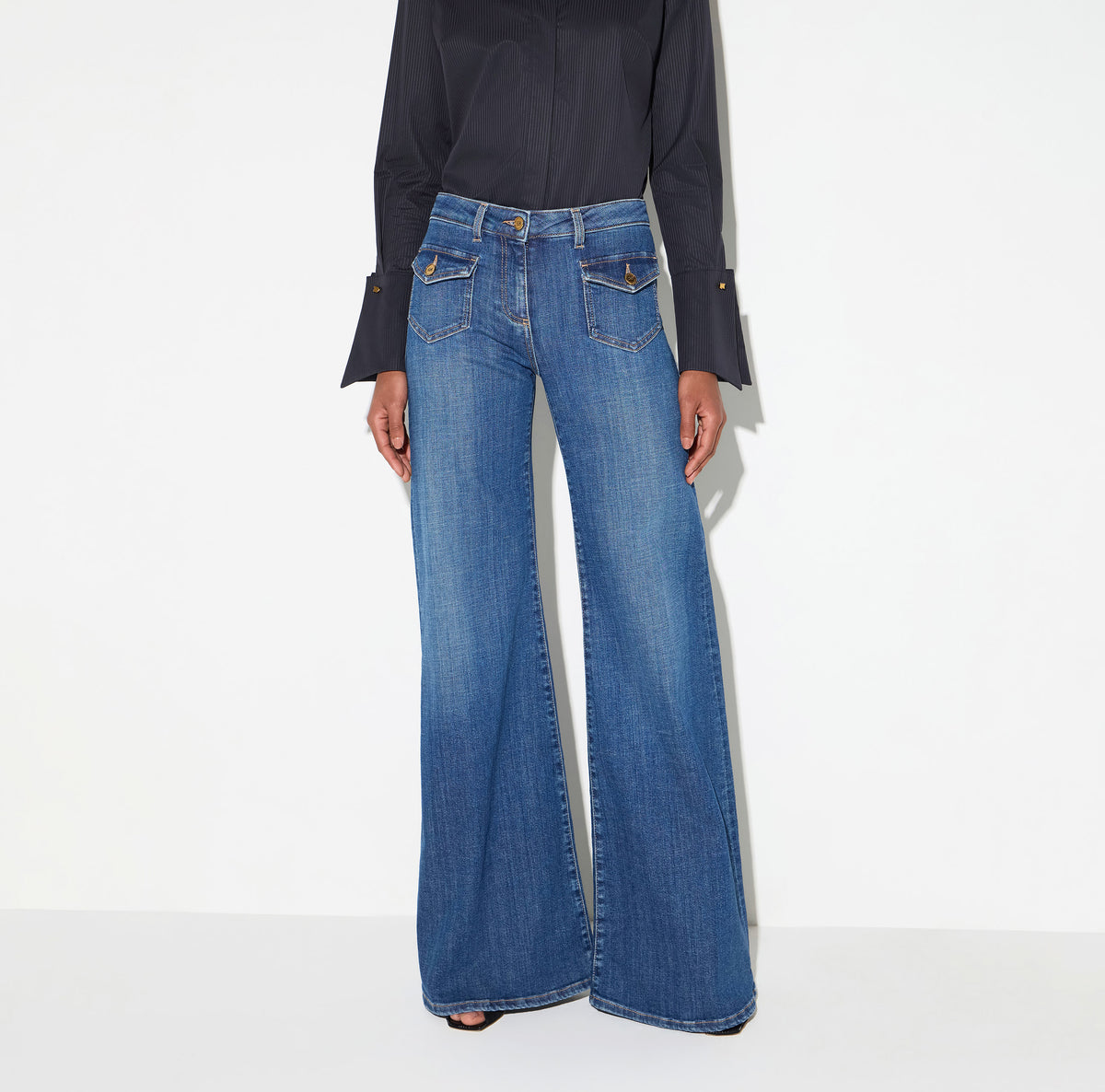 ELISABETTA FRANCHI Jeans Zampa Taschini-Blue Vintage