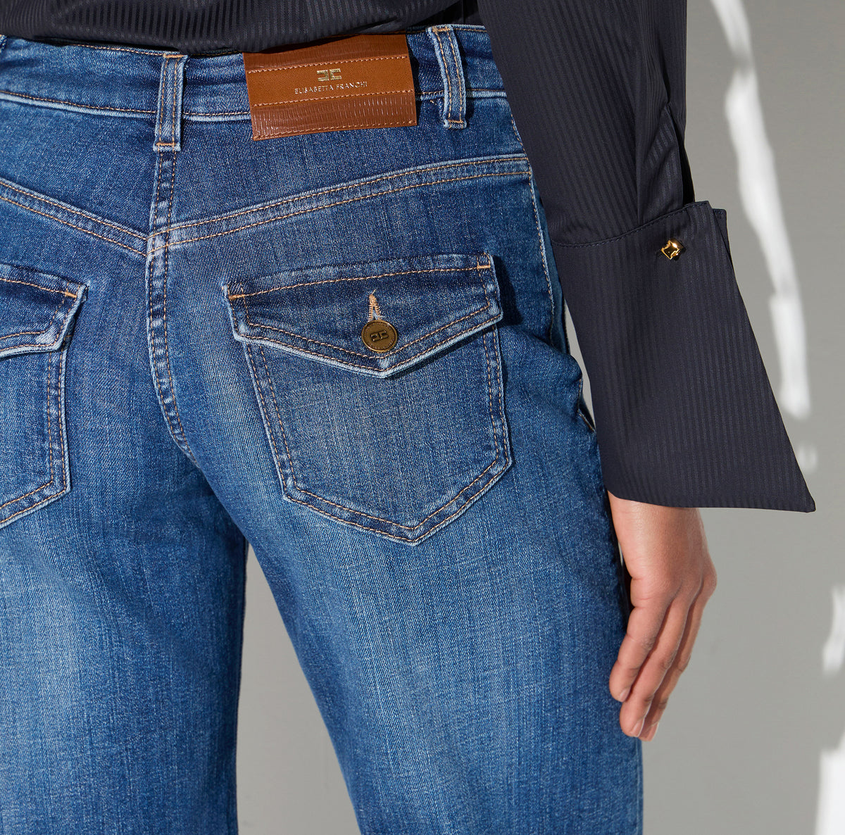 ELISABETTA FRANCHI Jeans Zampa Taschini-Blue Vintage