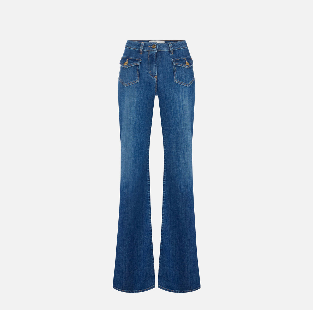 ELISABETTA FRANCHI Jeans Zampa Taschini-Blue Vintage