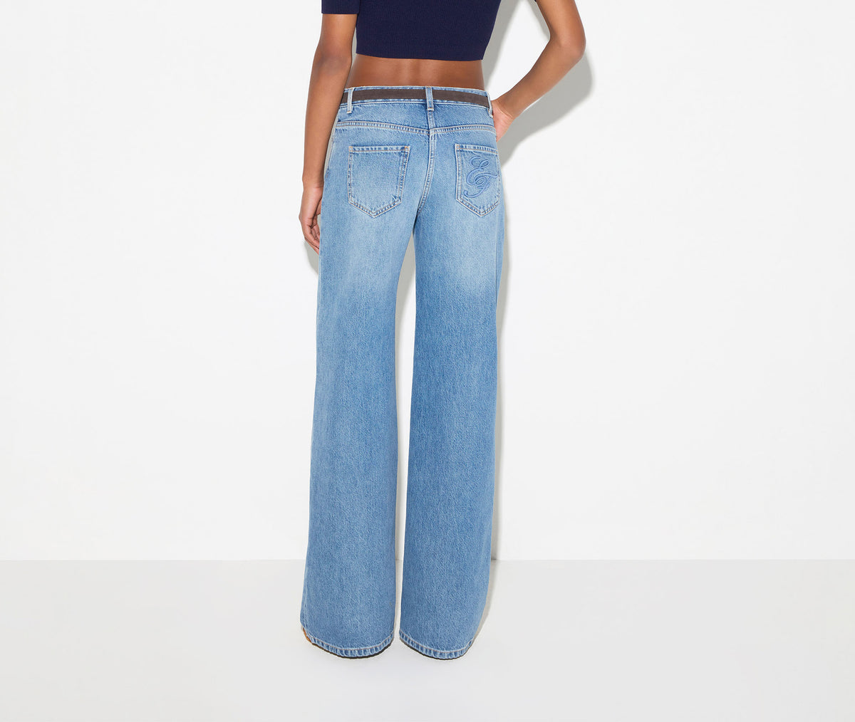 ELIABETTA FRANCHI Jeans Palazzo Cintura-Blue Vintage