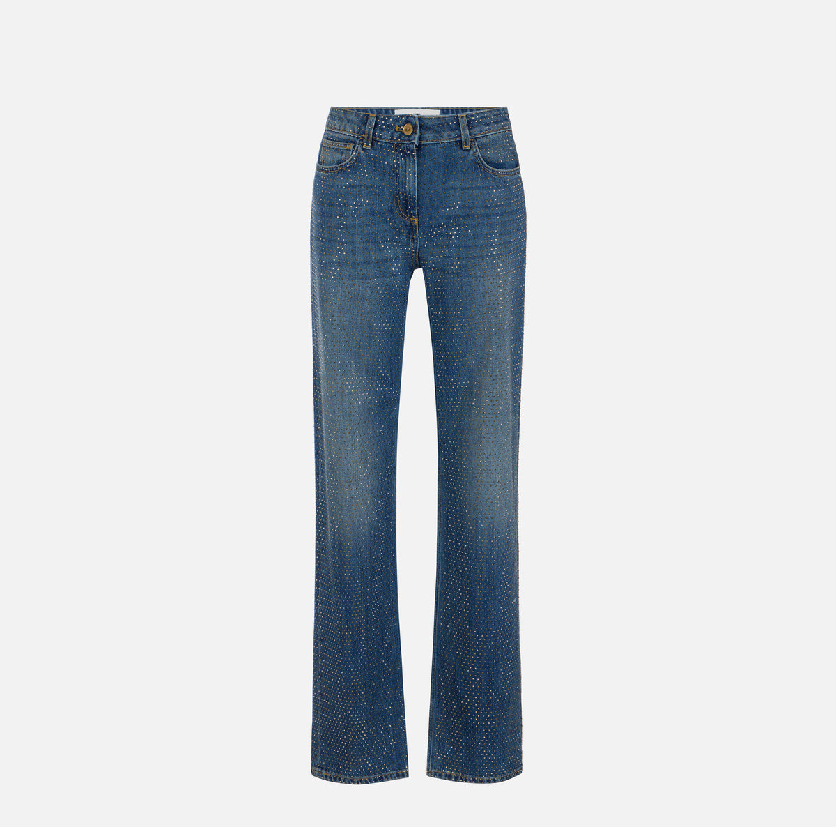 ELISABETTA FRANCHI Jeans Palazzo Denim Strass-Blue Vintage