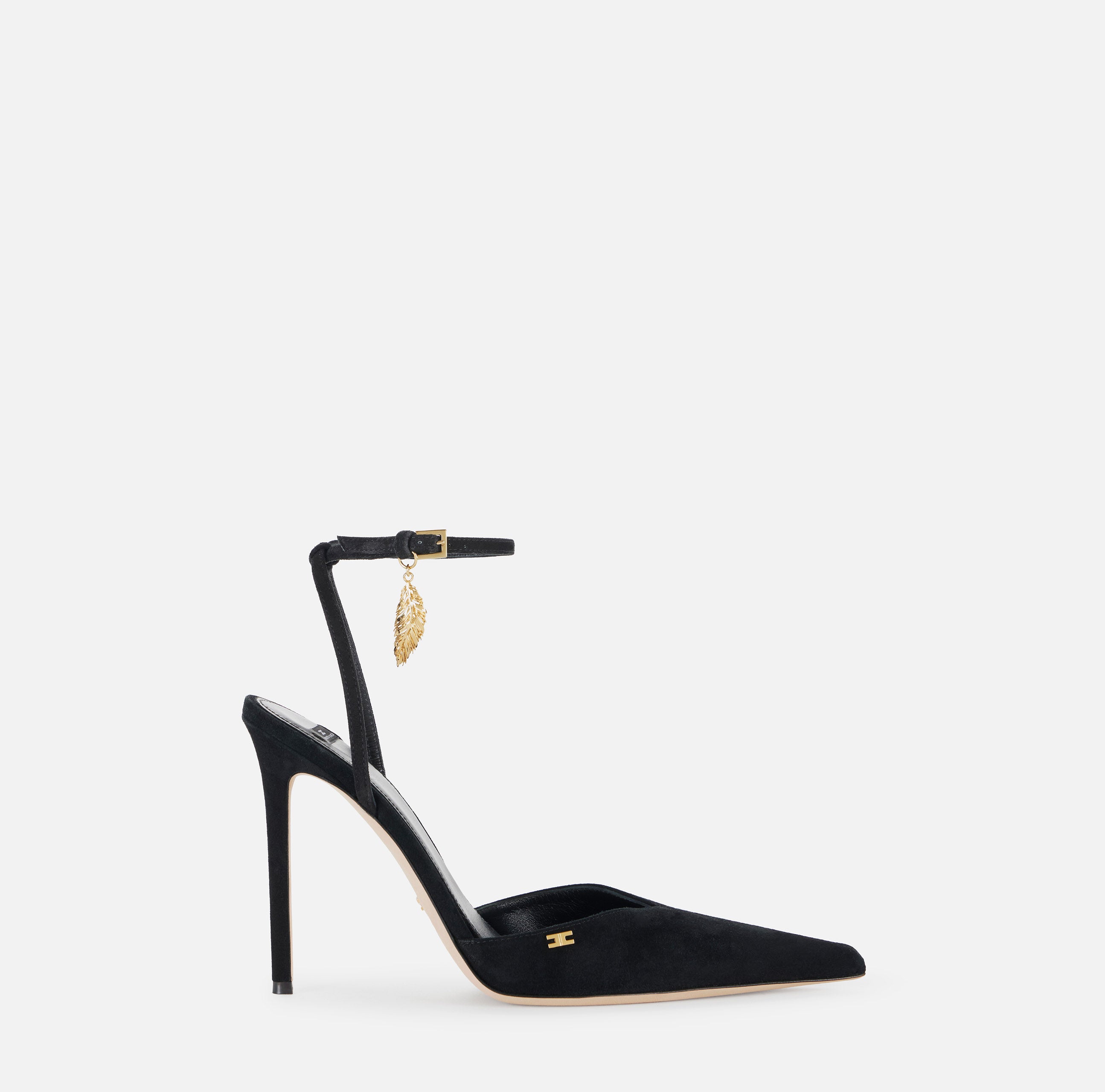 ELISABETTA FRANCHI Sandalo Suede Piuma-Nero