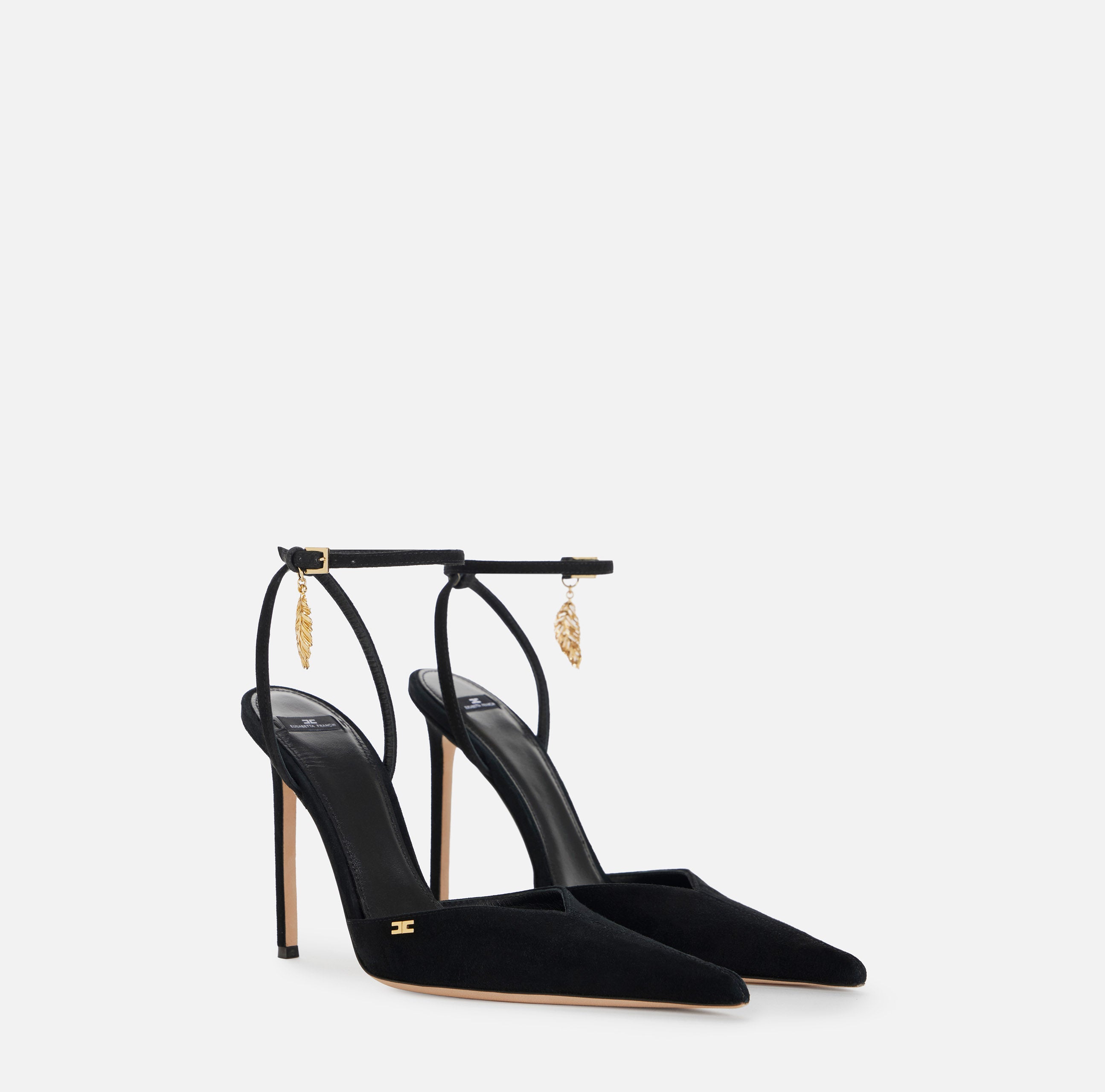 ELISABETTA FRANCHI Sandalo Suede Piuma-Nero