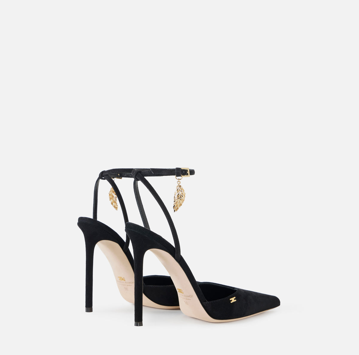 ELISABETTA FRANCHI Sandalo Suede Piuma-Nero