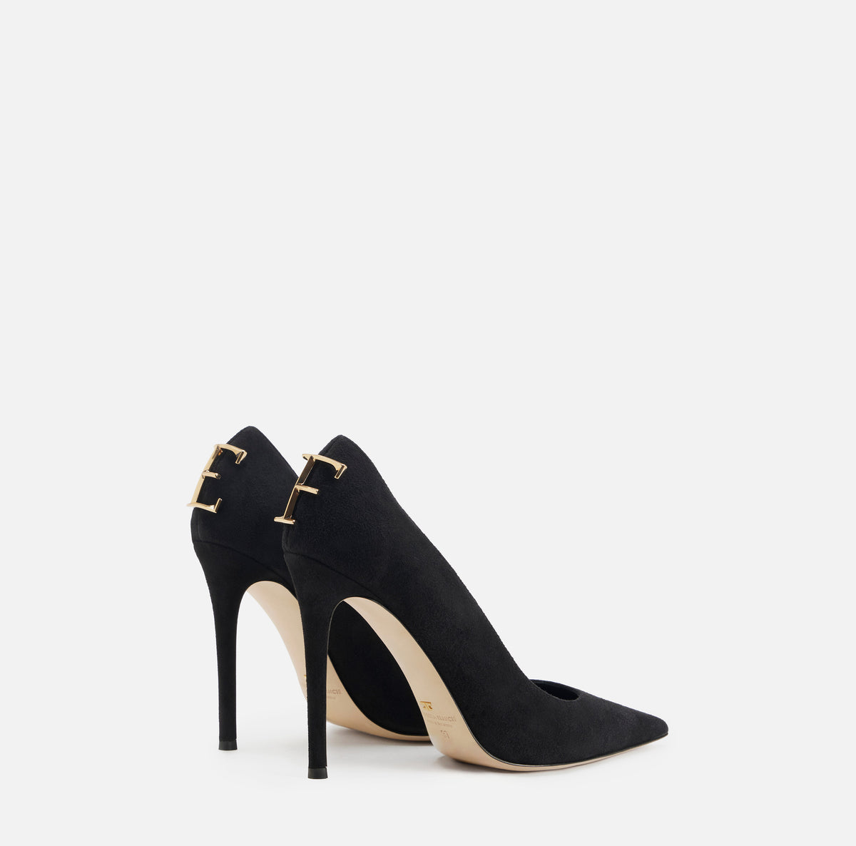 ELISABETTA FRANCHI Décolleté Suede Logo-Nero