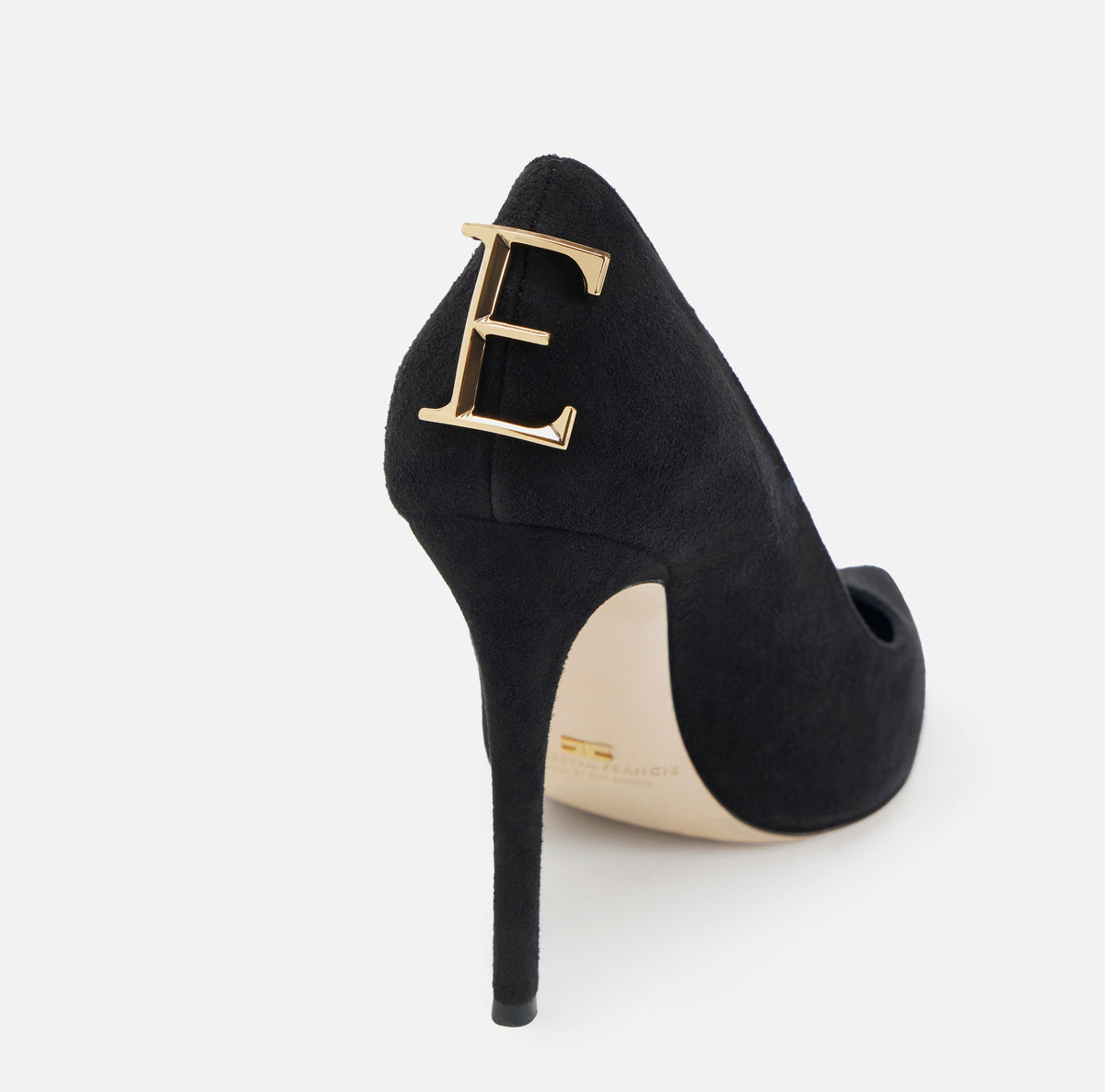 ELISABETTA FRANCHI Décolleté Suede Logo-Nero