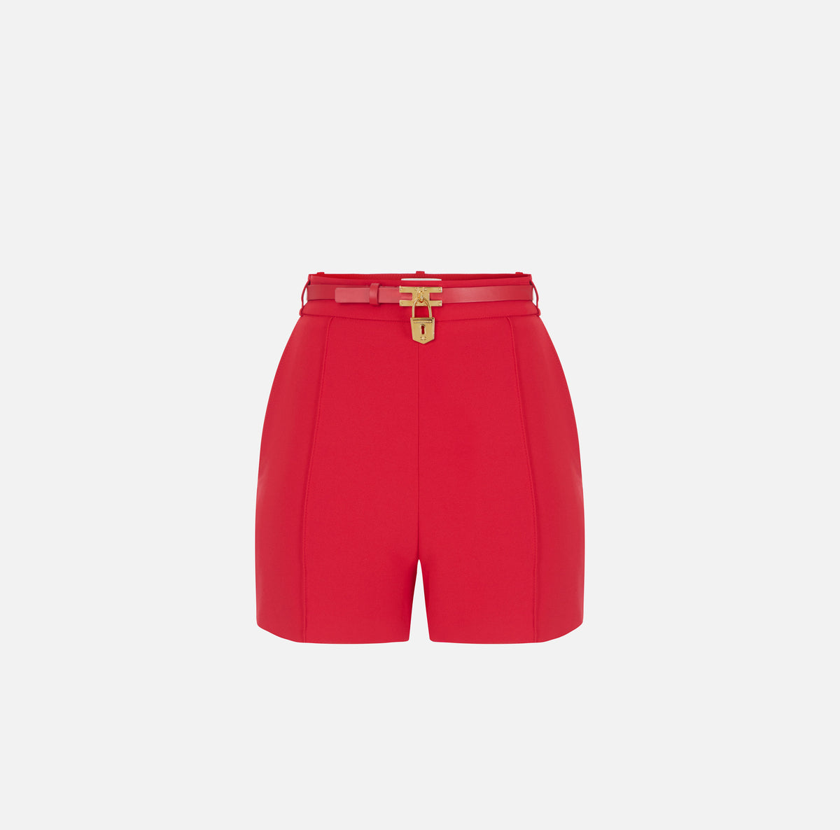 ELISABETTA FRANCHI Shorts crêpe Cintura Lucchetto-Red Passion