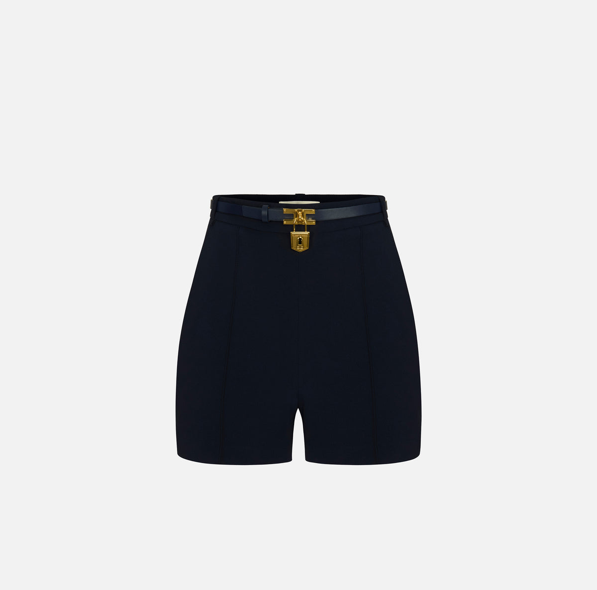 ELISABETTA FRANCHI Shorts crêpe Cintura Lucchetto-Blu Notte