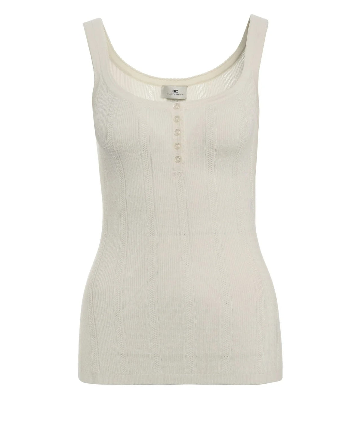 ELISABETTA FRANCHI Top Maglia Costine à Jour-Burro
