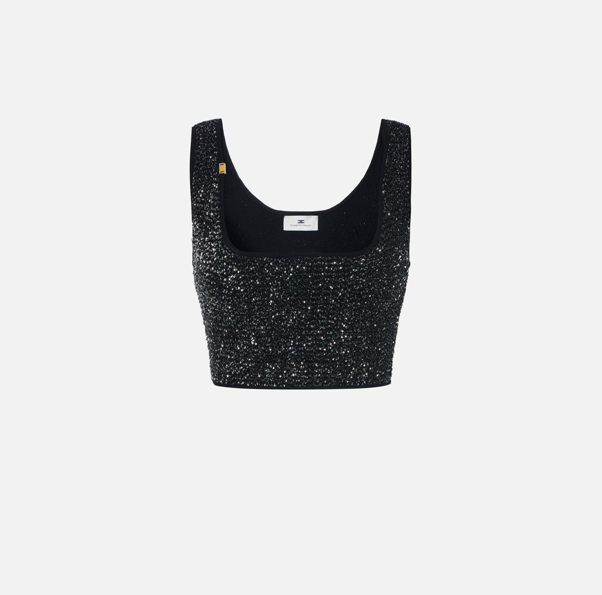 ELISABETTA FRANCHI Top Maglia Paillettes-Nero