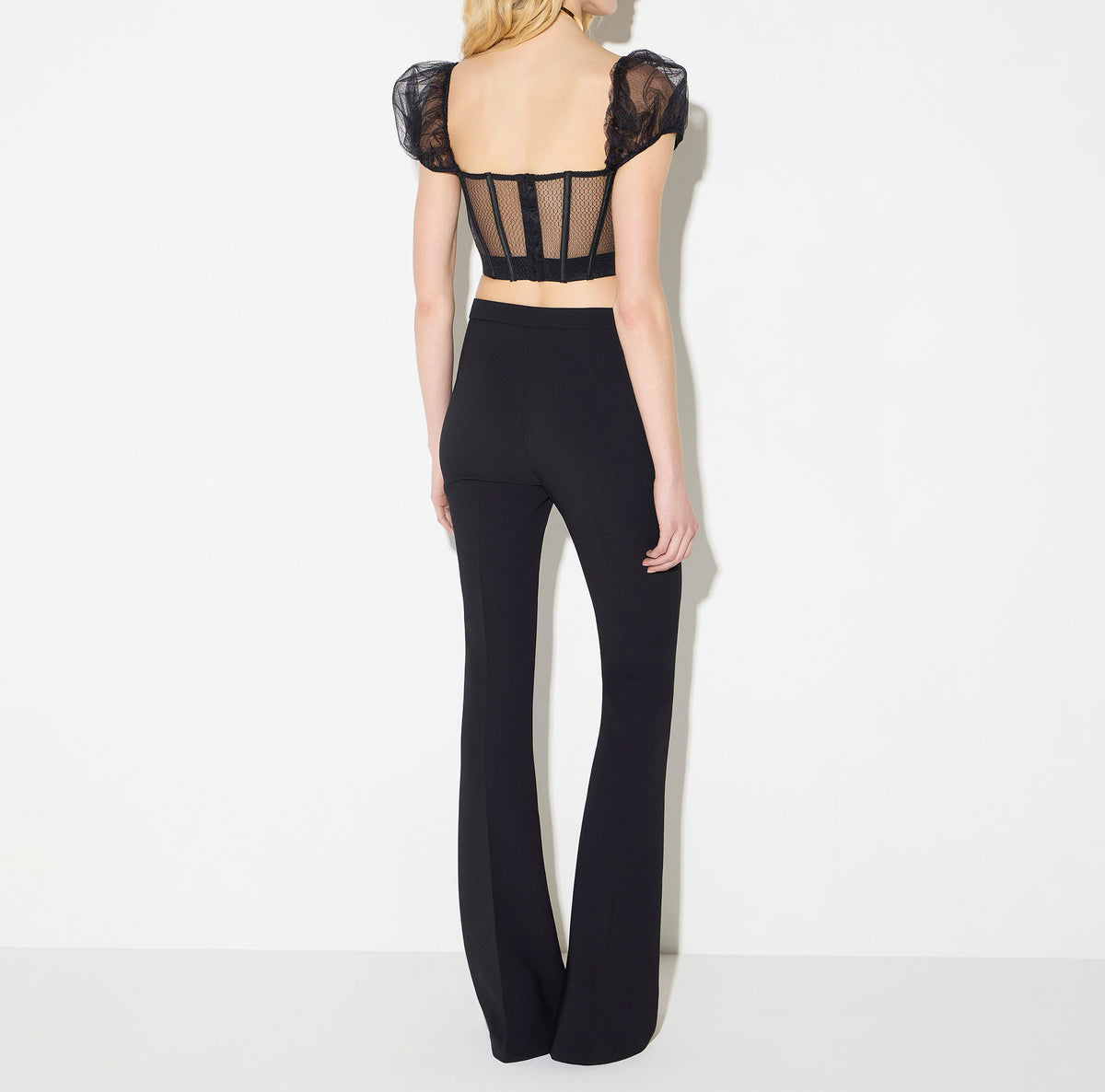 ELISABETTA FRANCHI Top Bustier Gazar Rete-Nero