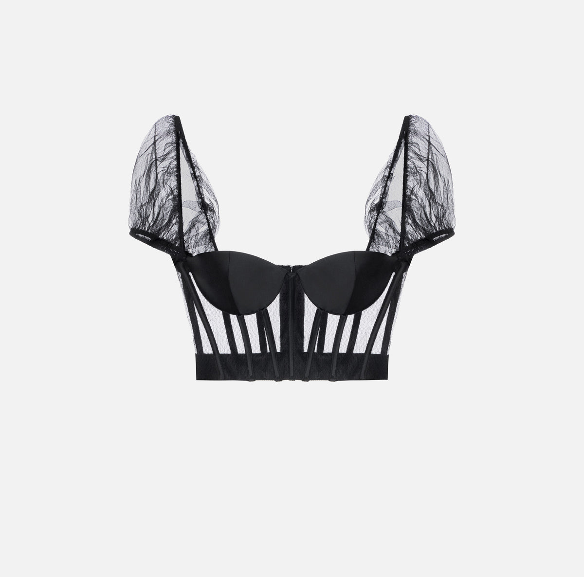 ELISABETTA FRANCHI Top Bustier Gazar Rete-Nero