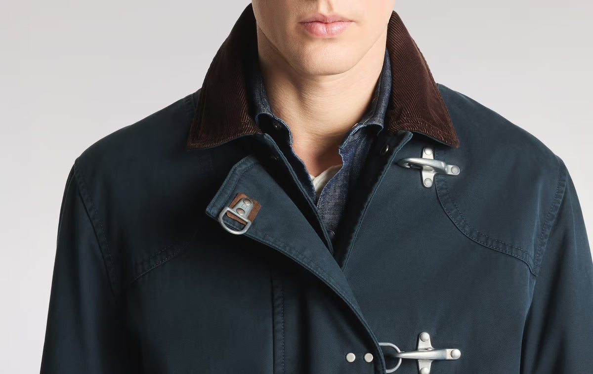 FAY Giacca Uomo 4 GANCI ARCHIVE Gabardina Cotone-Navy