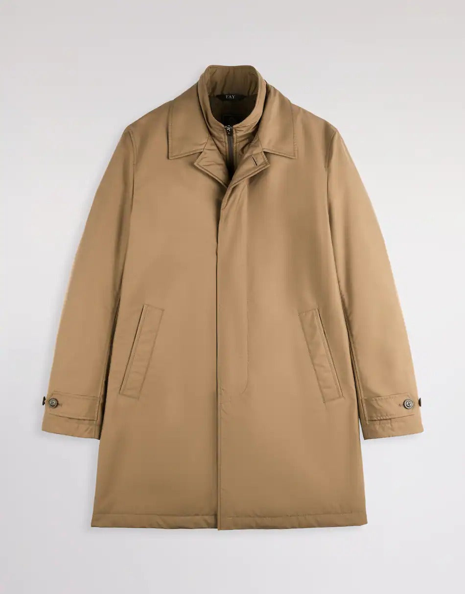 FAY Cappotto Uomo MORNING COAT Popeline Tecnico-Marrone