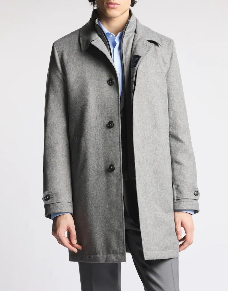 FAY Cappotto Uomo MORING COAT Saia Tecnica Melange-Grigio