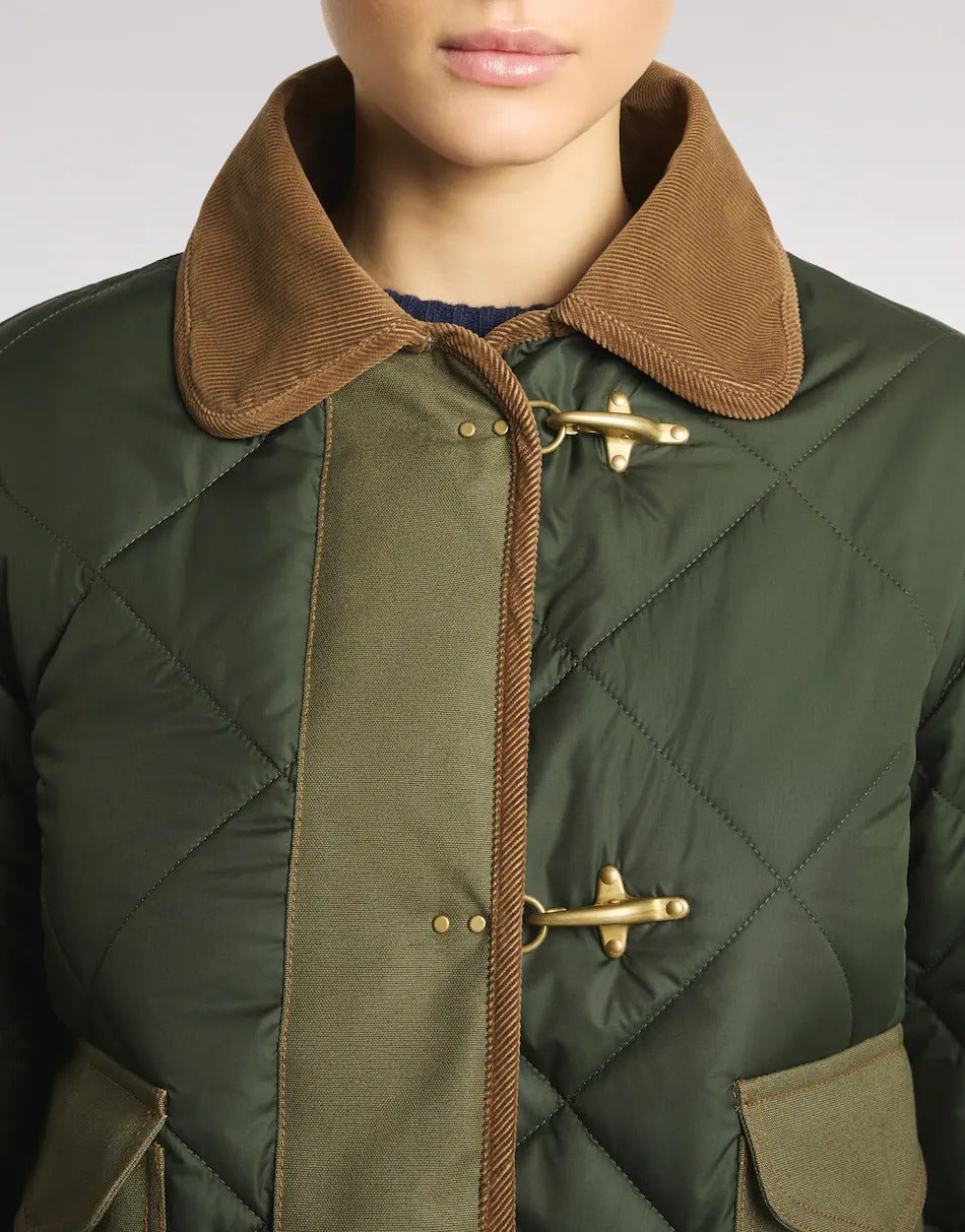 FAY Giacca Donna 3 GANCI Tessuto Tecnico ORSETTO-Verde