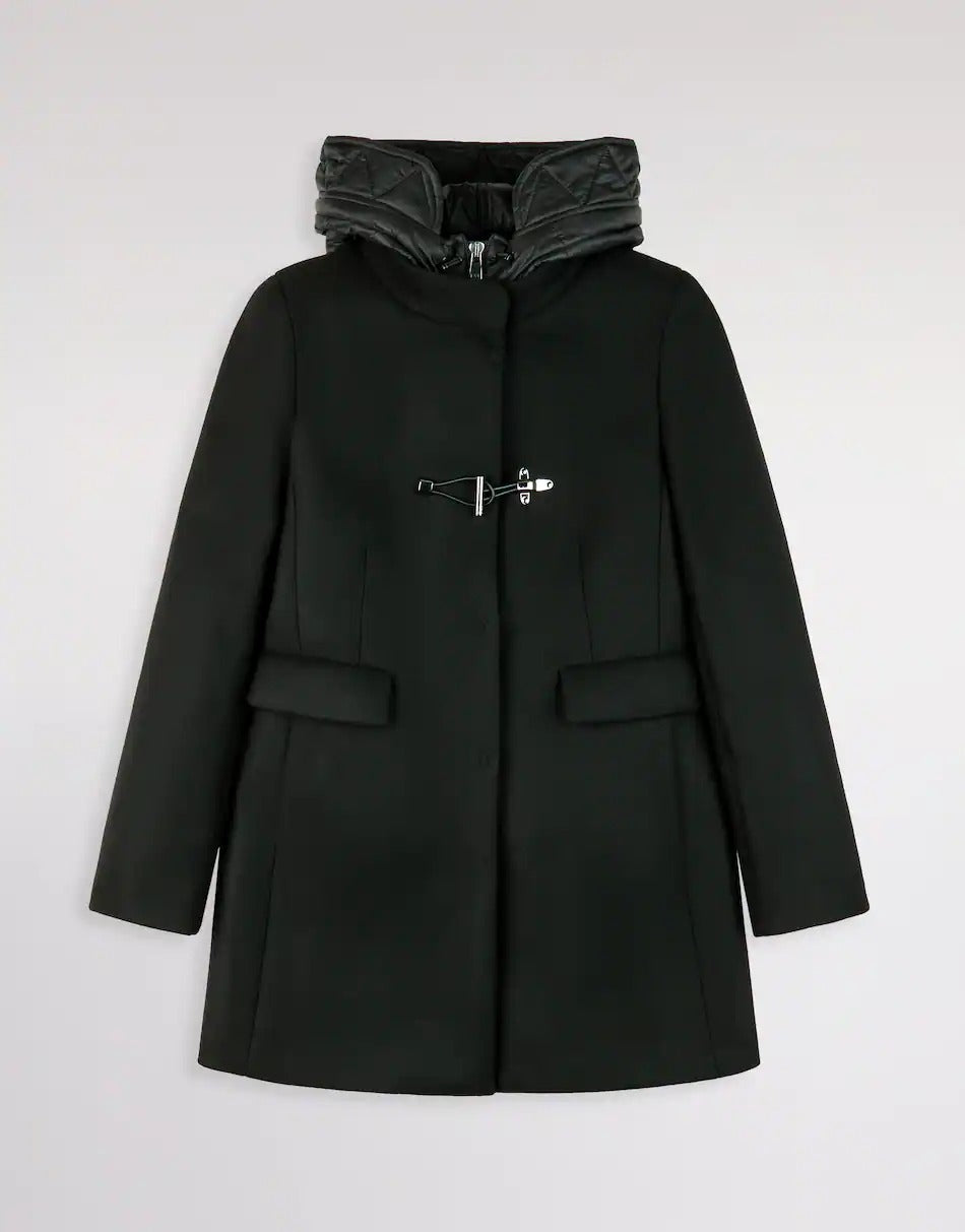 FAY Cappotto Donna TOGGLE COAT Panno Lana Cashmere-Nero